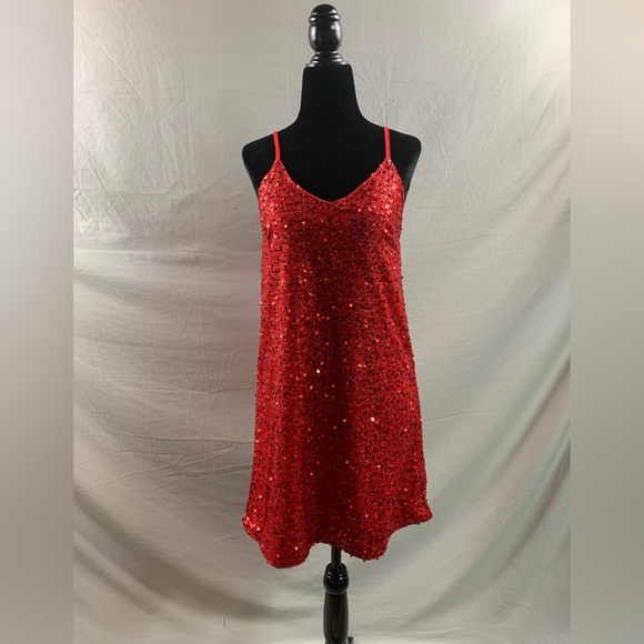 Red Sequin Cami Dress - Picture 6 of 10